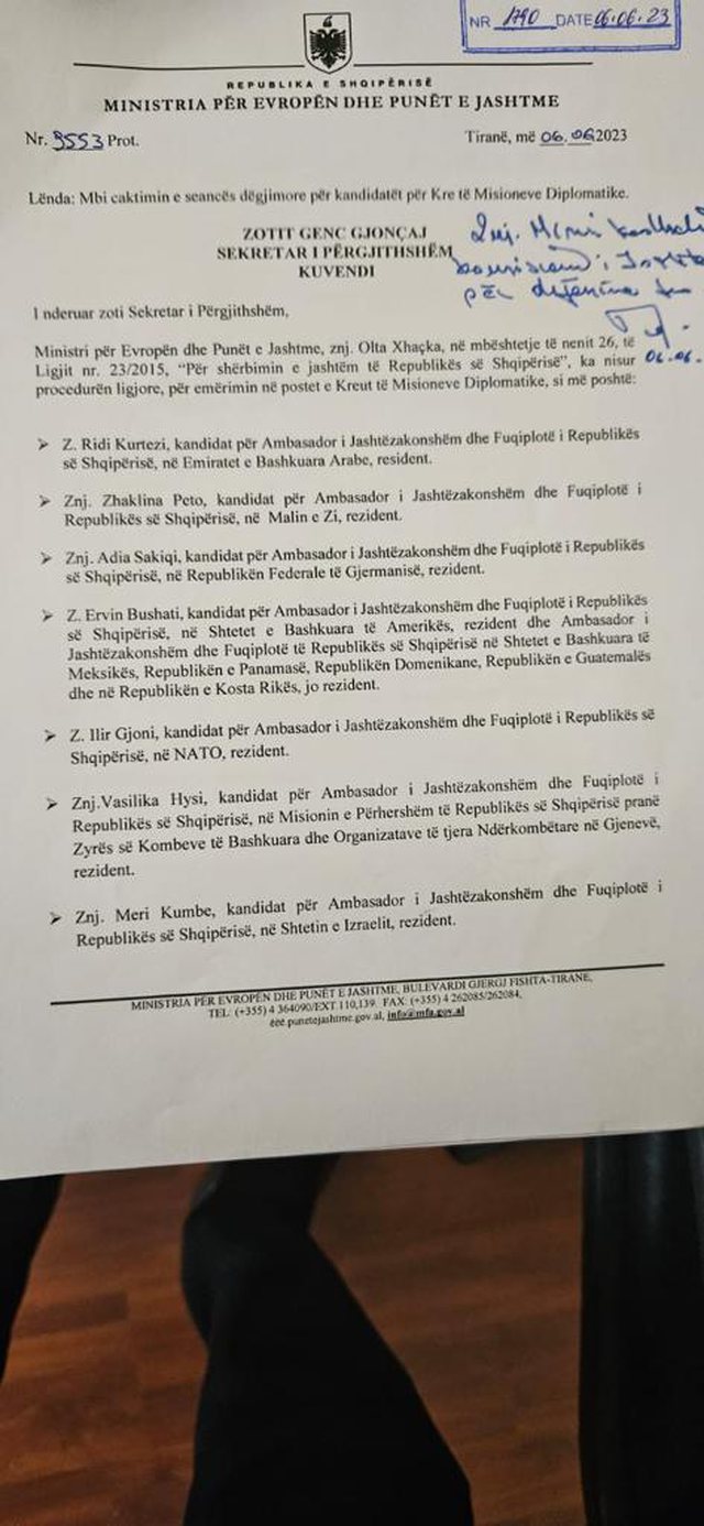 Rama shpërblen Mustafa Nano n , ku u propozua si ambasador