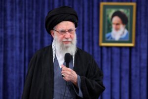 Iran's Supreme Leader Ayatollah Ali Khamenei speaks during a televised message in Tehran